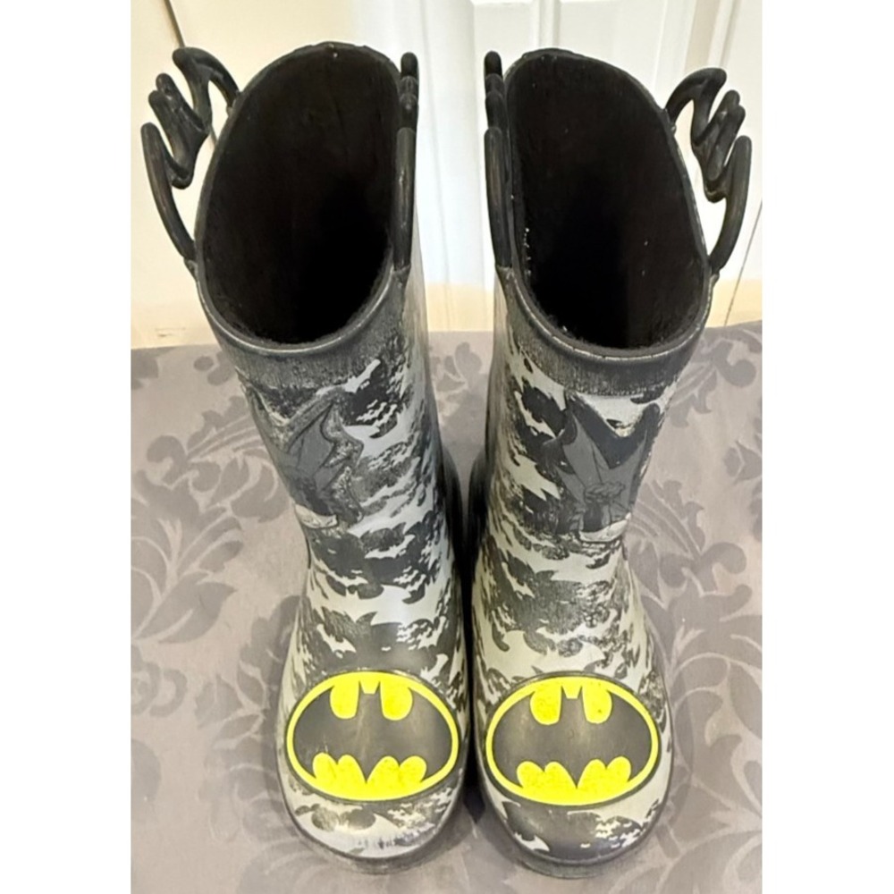 Western Chief Batman Rain Boots Kids Size 13/1 Black Gray Camo Waterproof - Picture 2 of 9